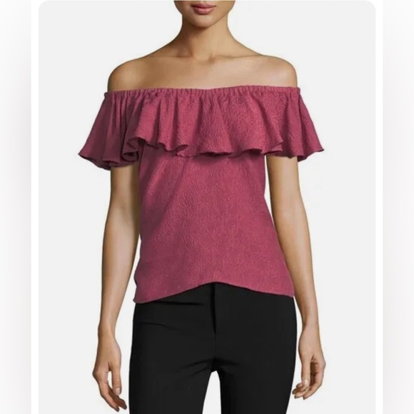 Rebecca Taylor Silk Rose Blouse Off The Shoulder size 2 - Picture 1 of 7